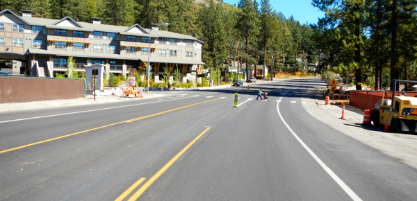 Highway 28 went from four lanes to three through Kings Beach.