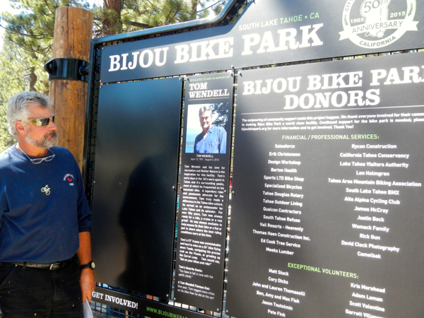 Ted Wendell brought many people to tears with his tribute to his brother, Tom, for whom the Bijou Bike Park was dedicated. Photo/Kathryn Reed