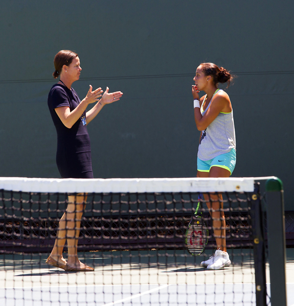 A coach who knows what they are doing is critical to an athlete's physical wellbeing. With Lindsay Davenport having been a professional tennis player, she is able impart her experience on Madison Keys. Photo/Carolyn E. Wright/Copyright