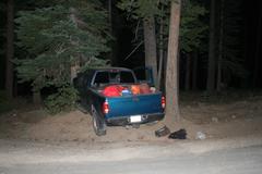 A chase early Sept. 24 in Truckee ended with the truck hit a tree. Photo/Provided