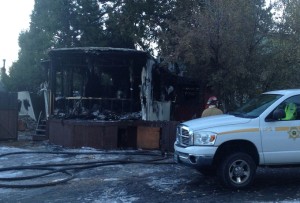 One person died after this trailer in Stateline caught fire Nov. 13. Photo/Provided