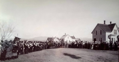 An event in Gardnerville, in 1900 at the "S" curve on the main road. Photo/Douglas County