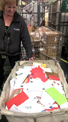 Karen Little, post office supervisor, checking the days mail. Photo/Linda Fine Conaboy