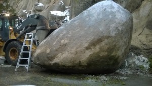 There is no estimated time when the boulder that fell on Highway 50 will be removed. Photo/Theresa Valdez