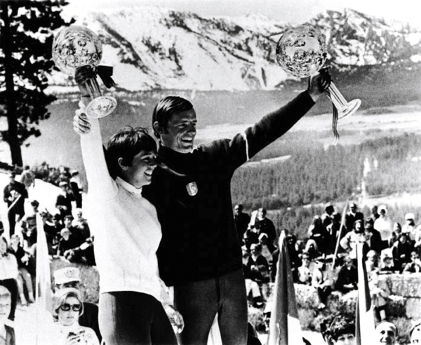 Jean Claude Killy and Nancy Greene on World Cup. Photo/Heavenly Mountain Resort