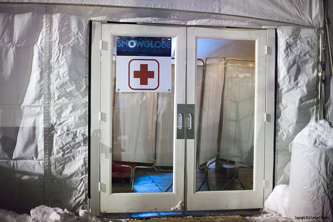 Rock Med officials at SnowGlobe at times asked law enforcement to leave the tent because patients didn't feel comfortable. Photo Copyright 2016 Carolyn E. Wright