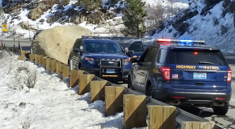 Boulder on Hwy. 50 to be removed Monday