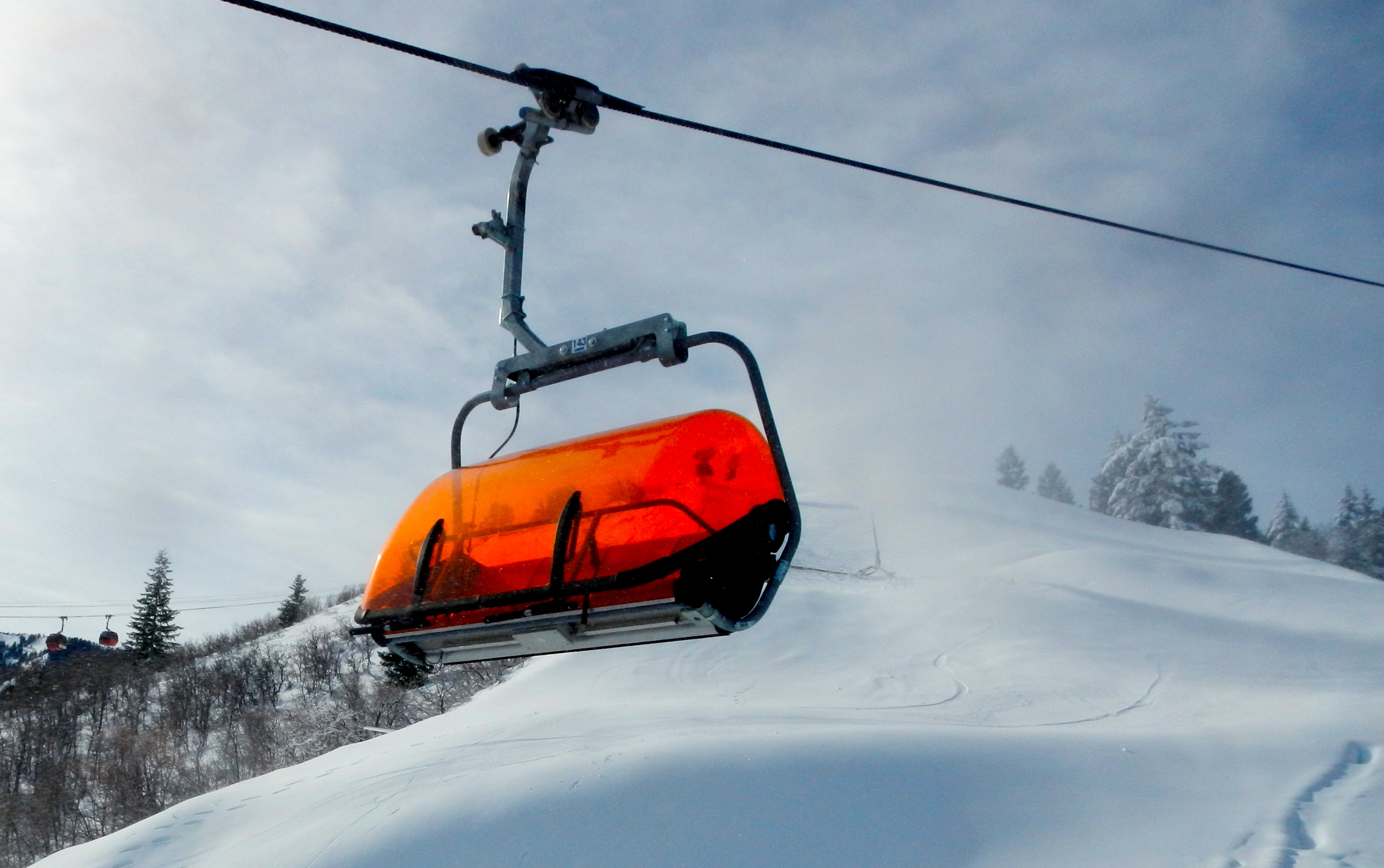 The Orange Bubble Express opened in 2010 at the Canyons, now part of Park City Mountain Resort, as the country’s first heated chairlift.