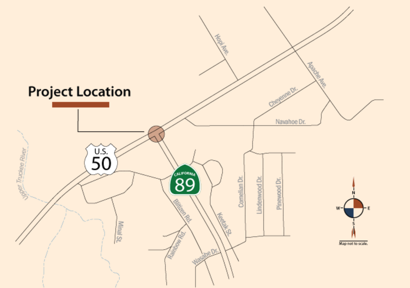 Caltrans is contemplating a roundabout in Meyers. Map/Caltrans