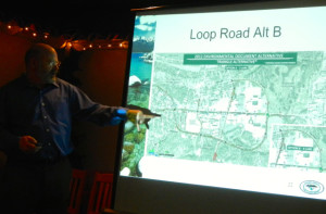 Shannon Cotulla, STPUD assistant general manager, talks about water-sewer lines in the loop road area. Photo/LTN