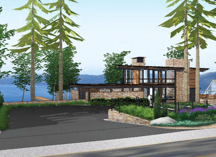 A rendering of the beach house from Highway 28.