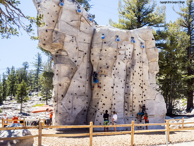 Various pitches on the climbing wall cater to different skill levels. Photo Copyright 2016 Carolyn E. Wright