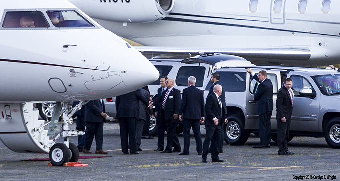 Donald Trump arrives in Lake Tahoe Aug. 26 for a fundraiser at Harrah's Lake Tahoe. Photo Copyright 2016 Carolyn E. Wright