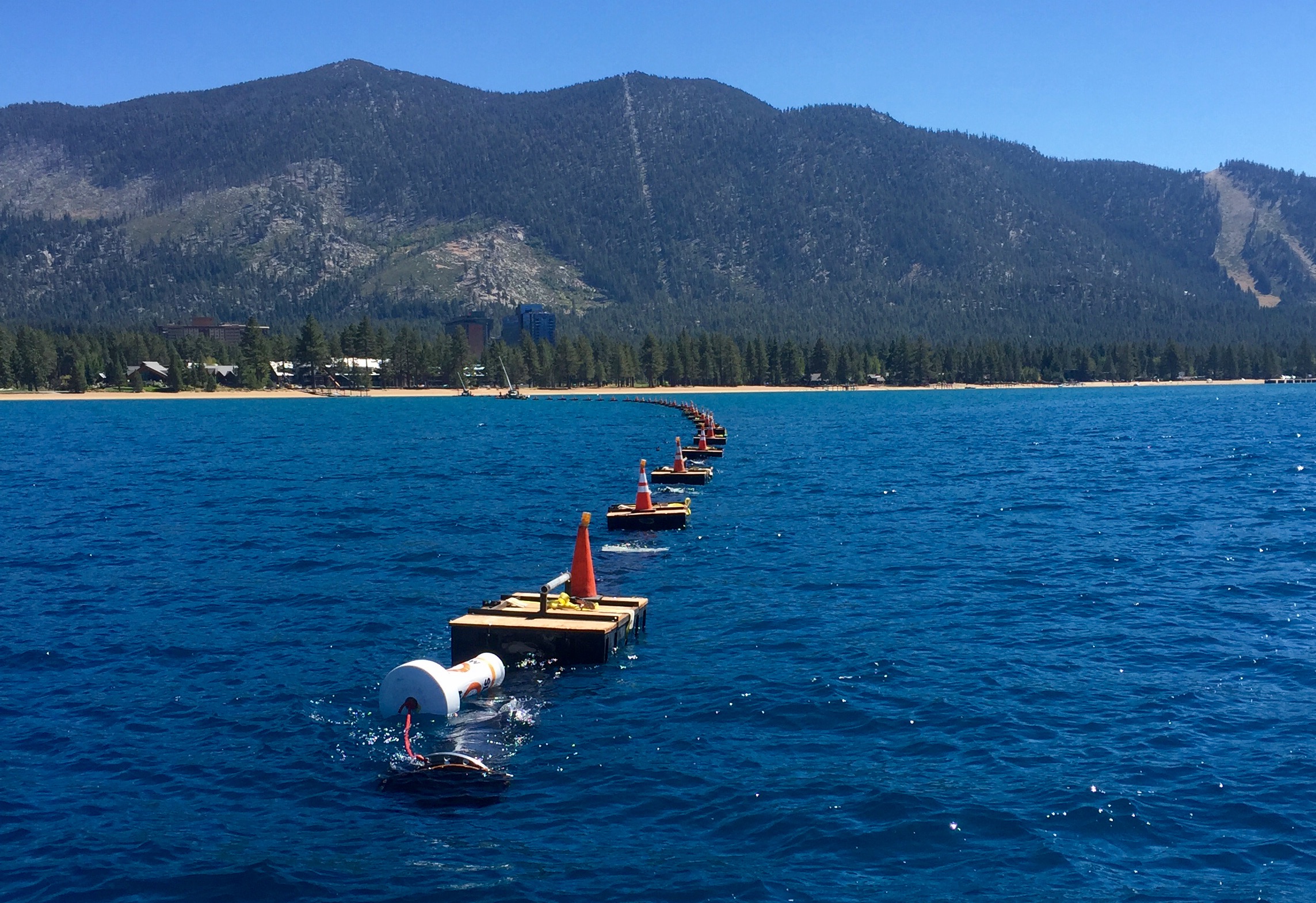 Edgewood Water Company is extending the in-take line 3,000 feet into Lake Tahoe. Photo/LTN