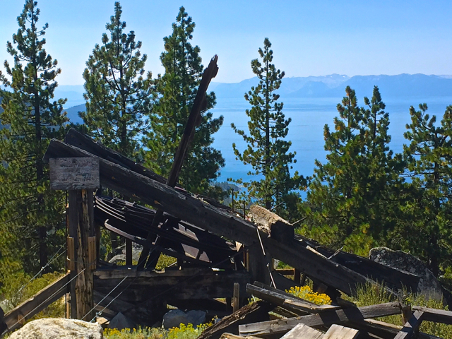 The bullwheel from the Comstock era is still near Incline Village. Photo/Kathryn Reed