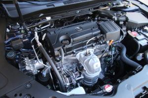Specifications Price $31,900 to about $45,000 Engines 2.4L DOHC, 16 valve, VTEC inline four 206 hp @ 6,800 rpm 182 lb.-ft. of torque @ 4,500 rpm 3.5L DOHC, 24 valve VTEC V-6 290 hp @ 6,200 rpm 267 lb.-ft. of torque @ 4,500 rpm Transmissions Eight-speed DCT (I-4) Nine-speed torque converter automatic (V-6) Configuration Transverse mounted front engine/FWD/AWD (V-6 only) Dimensions Wheelbase 109.3 inches Length 190.3 inches Width 73.0 inches Height 57.0 inches Track (f/r) 62.8/63.1 inches Weight 3,492 pounds Weight Distribution (% f/r) 60/40 Fuel capacity 17.2 gallons Passenger volume 93.3 cubic feet Trunk capacity 13.2 cubic feet Turning circle 39.2 feet Wheels 17X7.5 inch alloys Tires 225/55X17 inches (high performance, all season) Performance 0-60 mph 6.88 seconds 50-70 mph 3.64 seconds 50-70 mph uphill 5.53 seconds Top speed Way beyond sanity Fuel economy EPA rated 24/35/28 mpg city/highway/combined. Expect 32-33 mpg in rural county driving with some stop and go, 42.5 mpg on the highway at legal speeds.