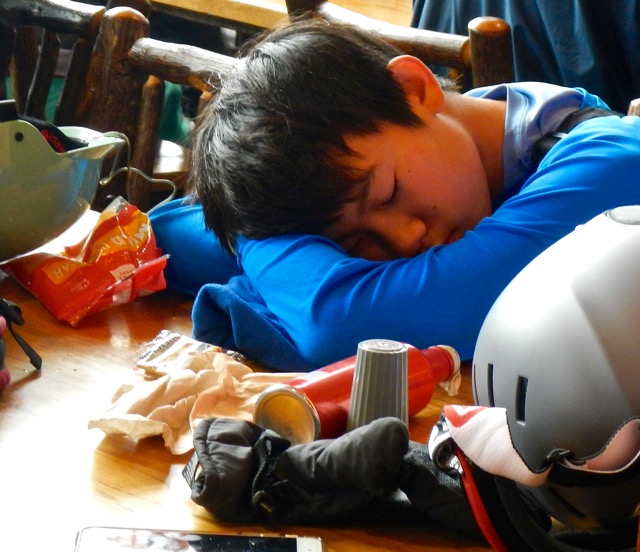 Allan Zhang of San Jose rests before heading out later Wednesday afternoon. Photo/Kathryn Reed