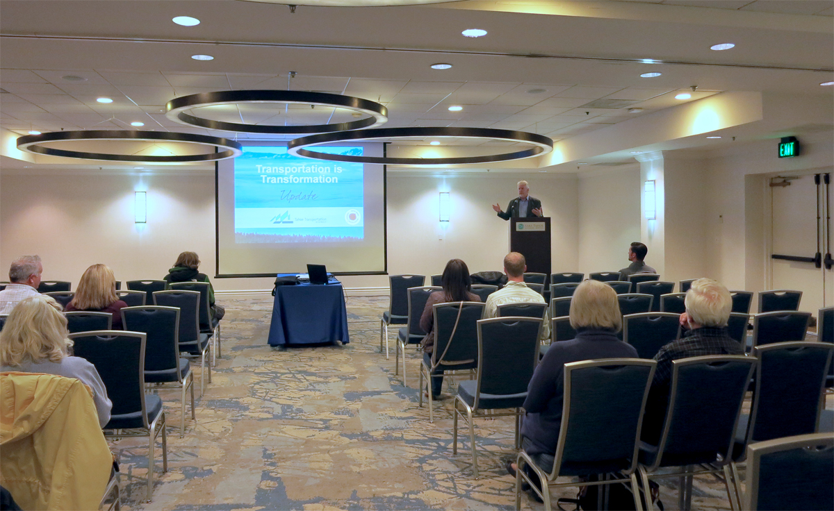 Carl Hasty, head of TTD, talks about the loop road on Nov. 3. Photo/Jessie Marchesseau