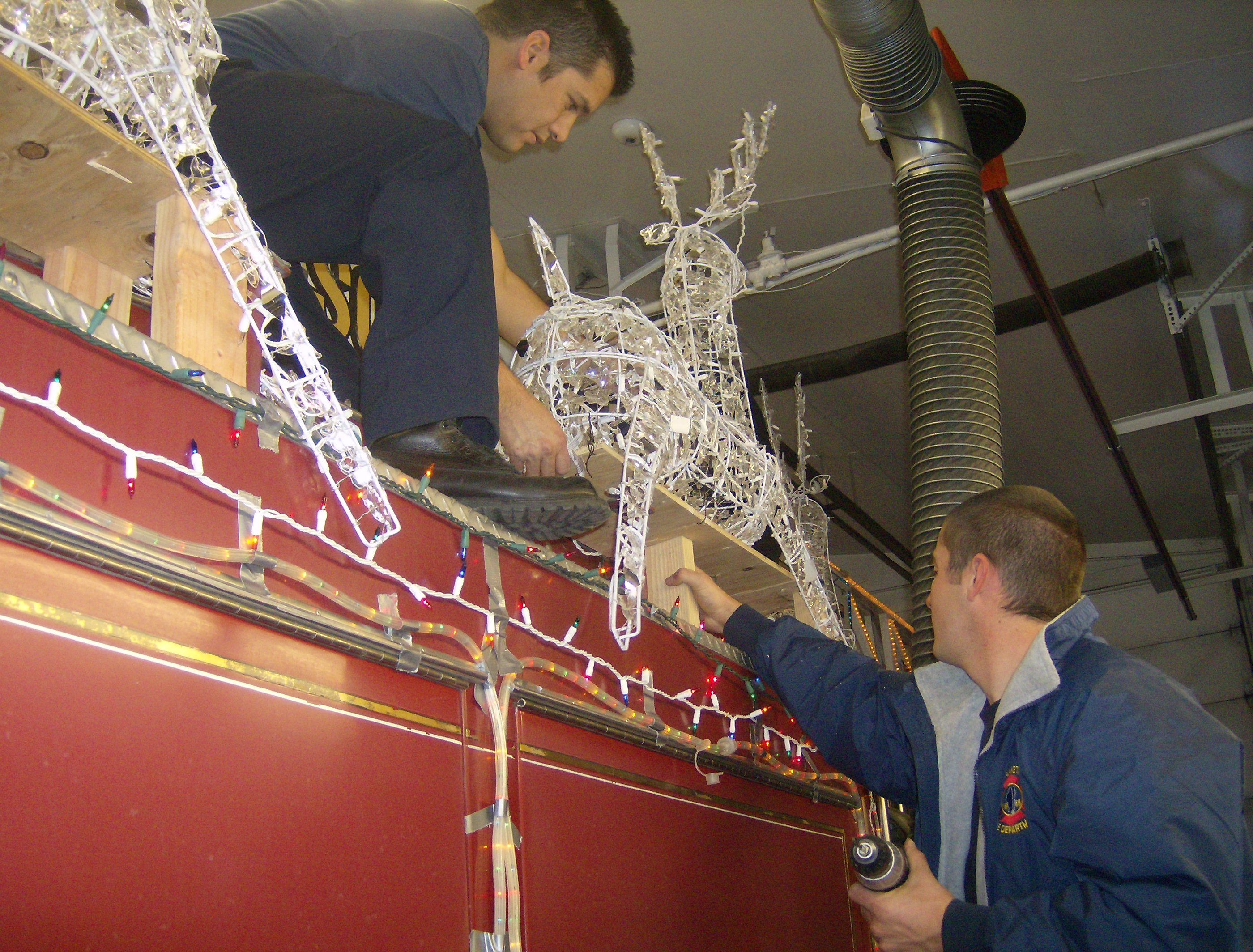 Firefighters decorate the South Lake Tahoe engine. Photo/Provided