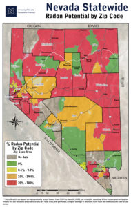 Nearly 25 percent of homes tested in Nevada found radon concentrations at or above the EPA action level.