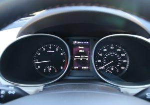 Specifications Price Santa Fe Limited Ultimate AWD $41,150 plus $895 destination Engine 3.3L DOHC, 24 valve V-6 290 hp @ 6,400 rpm 252 ft.-lb. of torque @ 5,200 rpm Transmission Six speed automatic with manual mode Configuration Transverse mounted front engine/FWD/AWD Dimensions Wheelbase 110.2 inches Length 193.1 inches Width 74.2 inches Height 66.5 inches Track (f/r) 64.1/64.5 inches Weight 4,169 pounds GVWR 5,622 pounds Fuel capacity 18.8 gallons Steering lock to lock 2.95 turns Turning circle 36.9 feet Wheels (std/opt) 18X7.5/19X7.5 alloys Tires (std/opt) 235/60X18/235/55X19 Interior volume (2nd row up/down, 3rd row up) 40.9/80.0,13.5 cubic feet Performance 0-60 mph 6.84 seconds 50-70 3.65 seconds 50-70 mph uphill 5.68 seconds Top speed governed at 130 mph Fuel economy EPA rated 17/22/19 mpg city/highway/combined. Expect 23-24 mpg in rural and suburban driving and 30-31 mpg on a level highway at legal speeds.