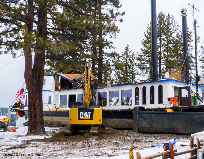 The Tahoe Queen on Jan. 9 is being torn apart. Photo Copyright 2017 Carolyn E. Wright