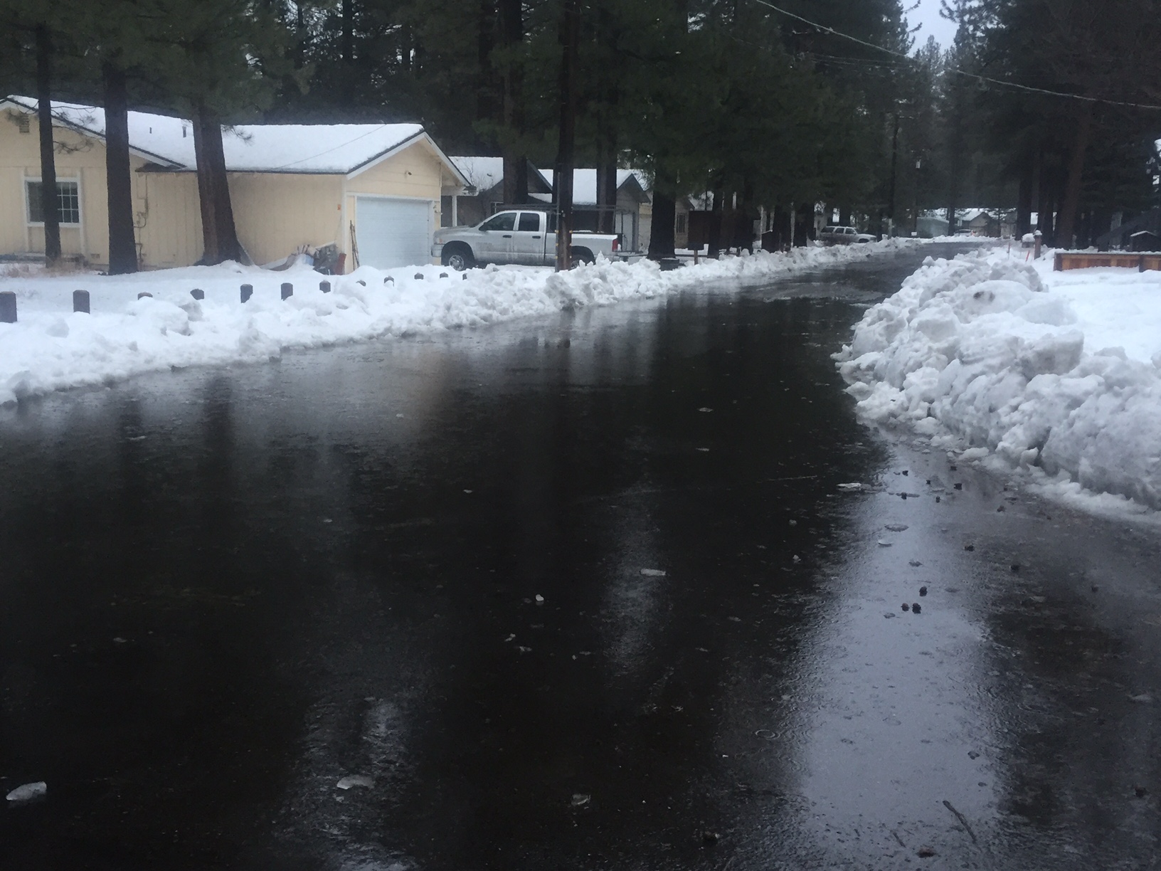 Water is accumulating on Texas Street in South Lake Tahoe on Jan. 7. Photo/Susan Wood