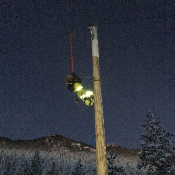 Liberty Utilities crews work at all hours to restore power. Photo/Provided