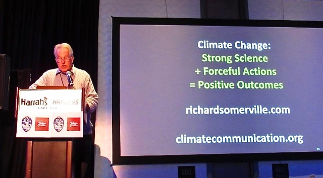 Scientist Richard Somerville speaks Jan. 12 in Stateline about climate change. Photo/Denise Haerr