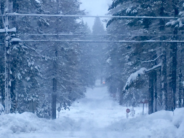 Thirteenth Street in South Lake Tahoe is a snowy mess on Jan. 12. Photo/Susan Wood