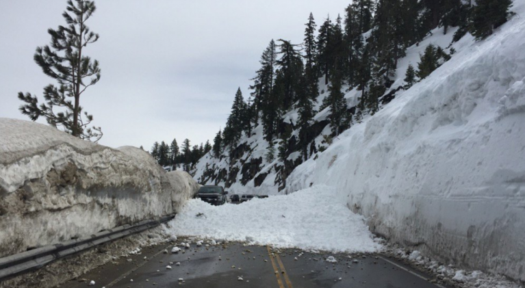 Slide cuts access around Emerald Bay
