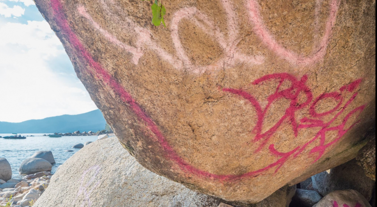 Vandals keep defacing Tahoe with bad graffiti