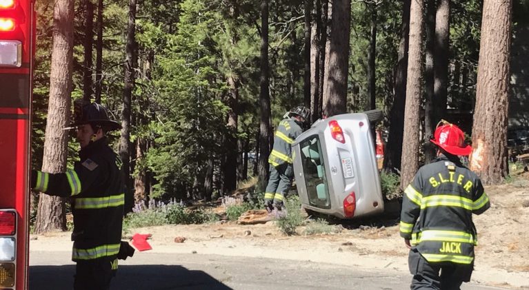 No injuries when car lands on its side