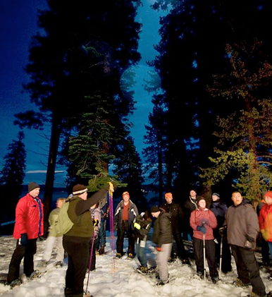 Full moon snowshoe treks on West Shore